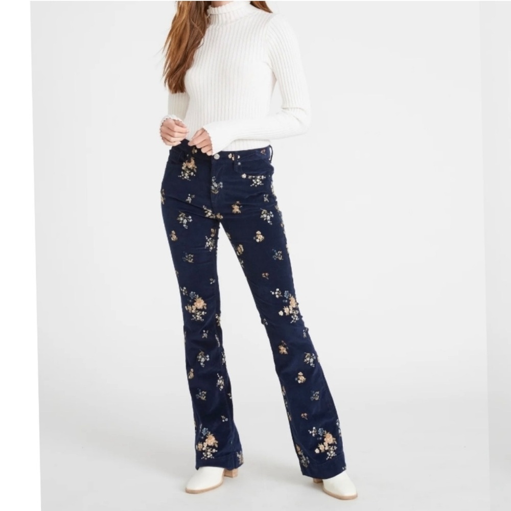 Driftwood Floral Embroidered Trousers - Navy and Gold - Picture 5 of 7